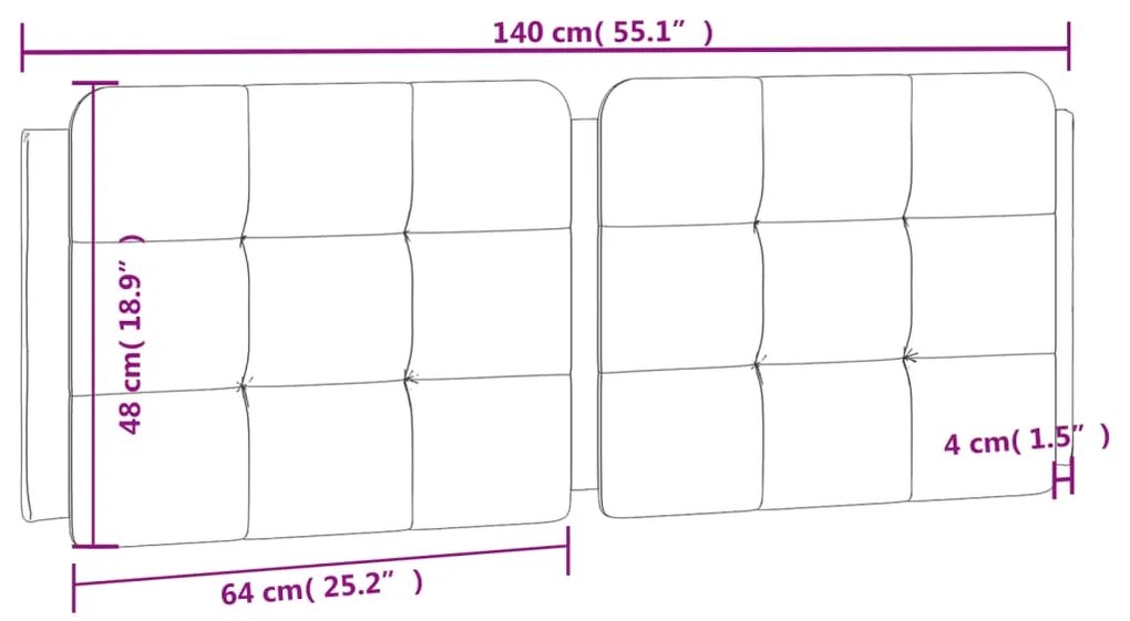 Almofadão de cabeceira 140 cm couro artificial cinzento