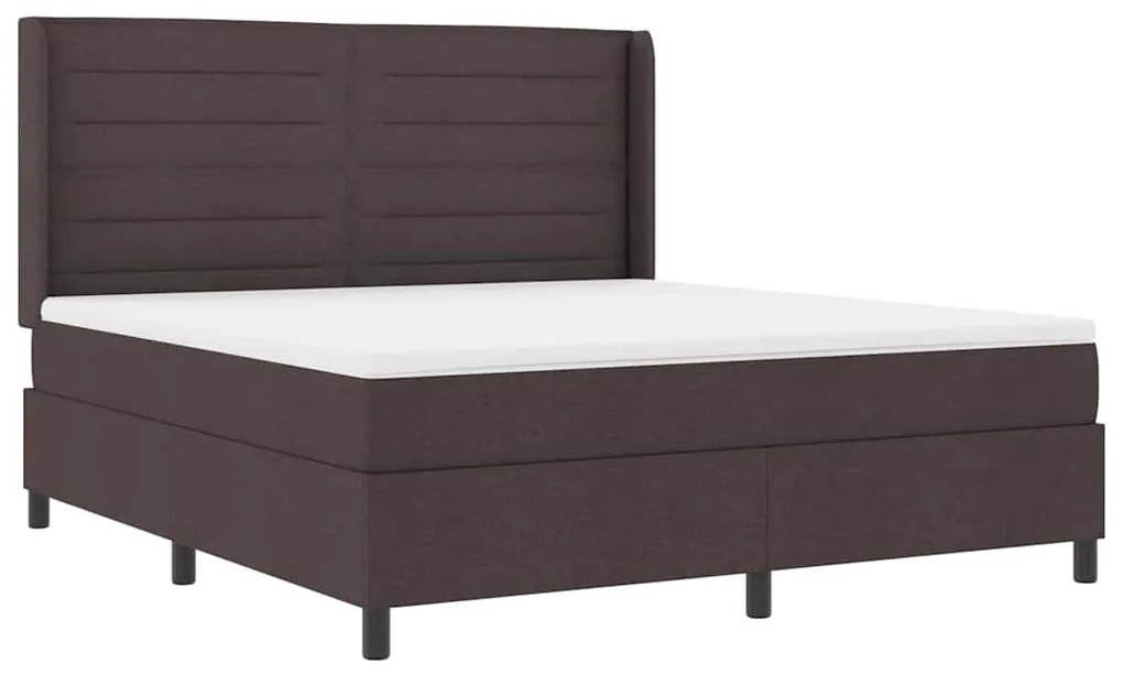 Cama Box com Colchão e LED Castanho Escuro 180x200 cm Tecido