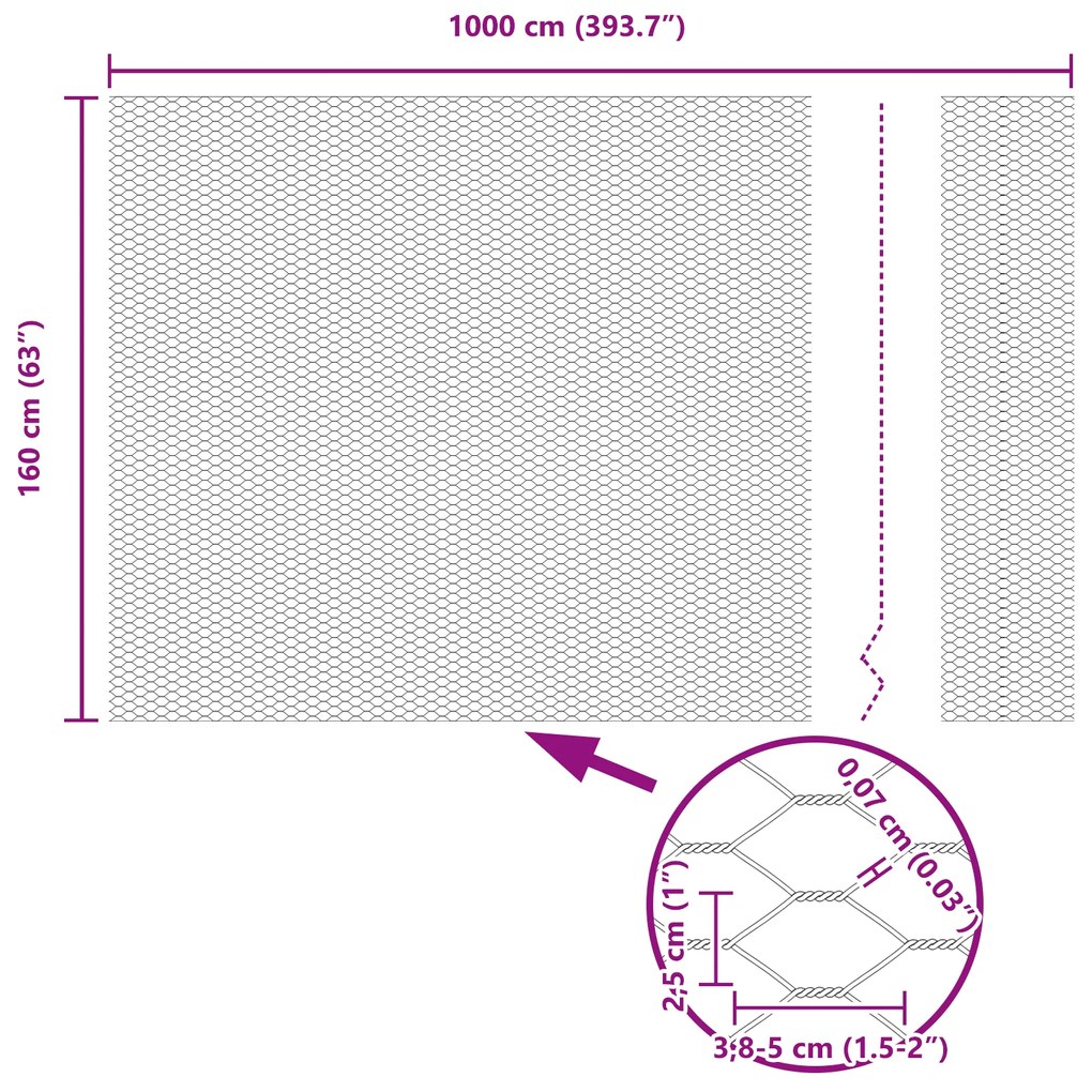 Cerca Hexagonal Cinza 1.6x10 m Aço
