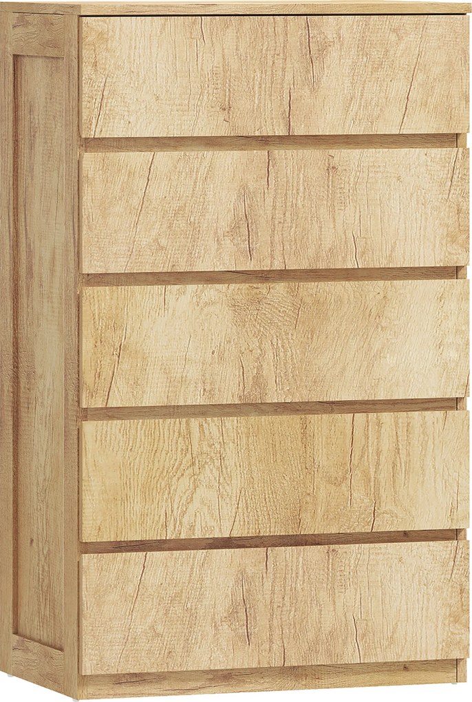 HOMCOM Cómoda de 5 Gavetas para Quarto Moderna Design sem Puxadores para Sala de Jantar Entrada 60x39x100 cm Madeira Natural | Aosom Portugal