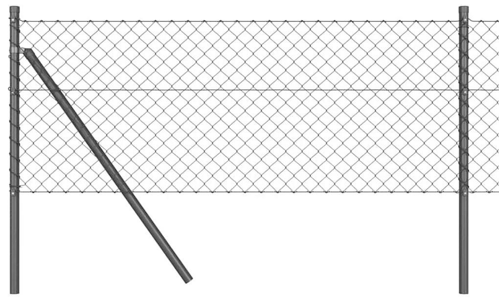 Conjunto de Postes de Cerca Cinzeto 0.4 x 10 m Aço Galvanizado