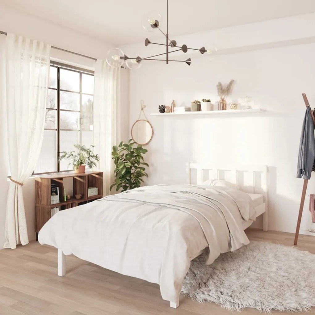 810068 vidaXL Estrutura de cama 90x200 cm pinho maciço branco
