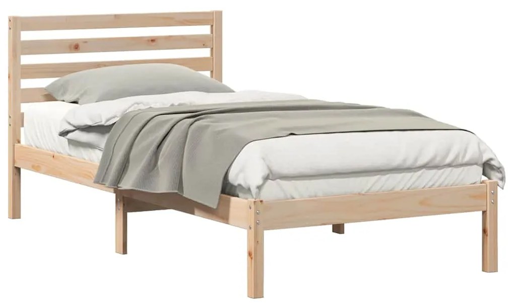 Estrutura da Cama com cabeceira Castanho 90 x 190 cm