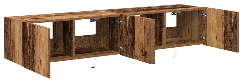 Cabinetes de TV vidaXL com luzes LED 2 pcs Madeira Antiga 80x35x31 cm
