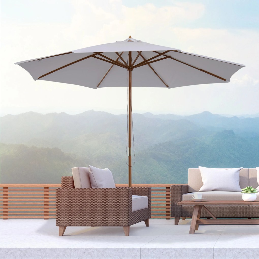 Chapéu de Sol de Jardim Ø300x250cm com Sistema de Polia Teto Ventilado