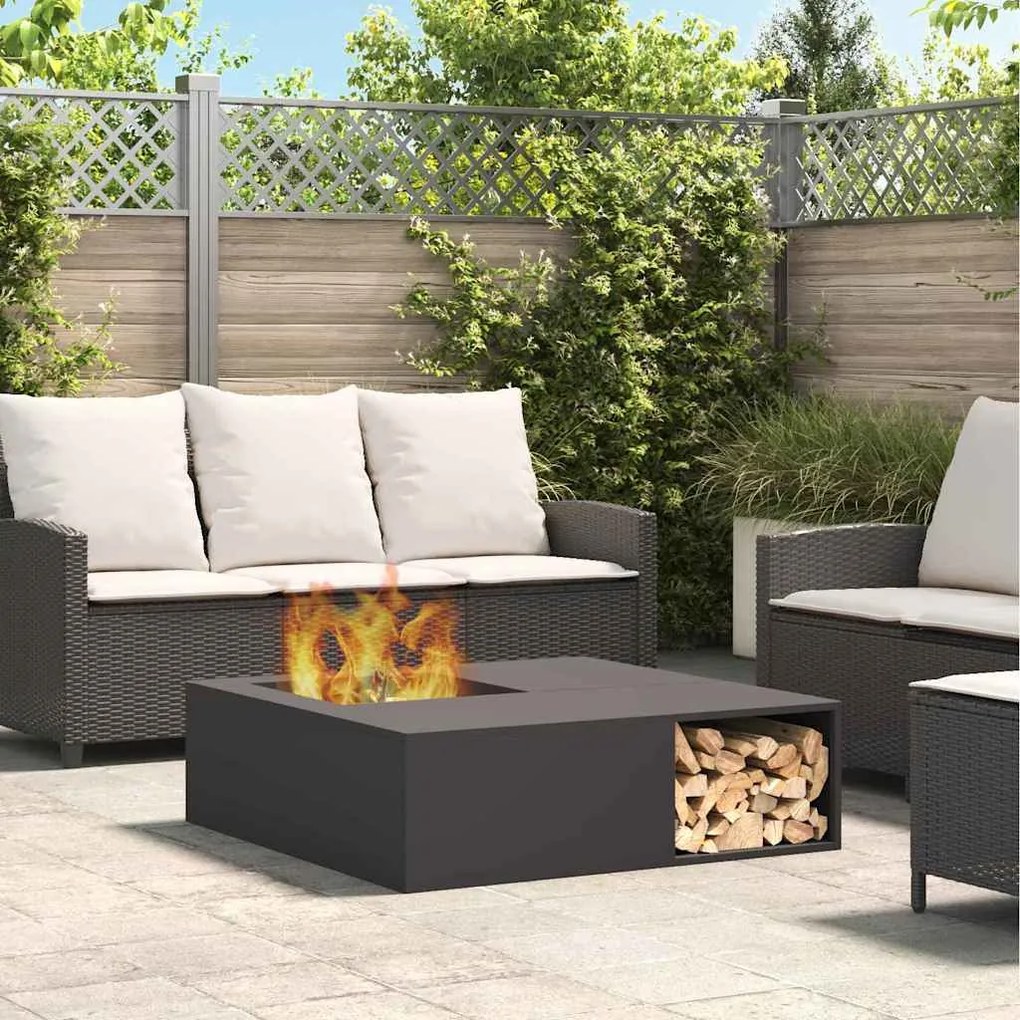 vidaXL Fire Pit Preto 100 x 100 x 30 cm Aço