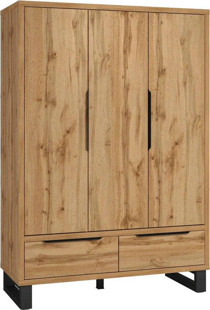 Roupeiro Avicavu 114, Preto, Carvalho wotan, 210x145x60cm, 188 kg, Portas para roupeiro: Com dobradiças