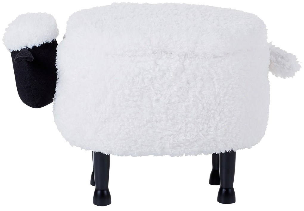 Tamborete em tecido branco com arrumação SHEEP Beliani