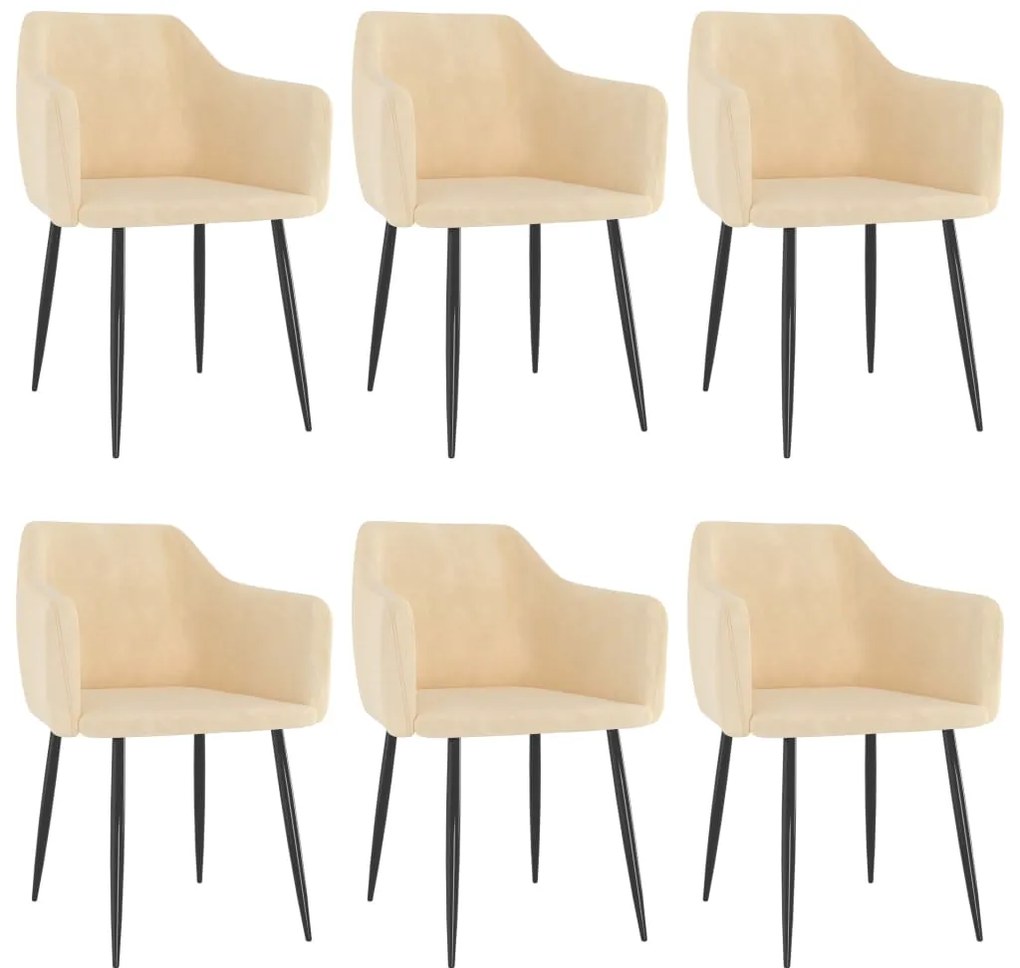 vidaXL Cadeiras de jantar 6 pcs veludo cor creme