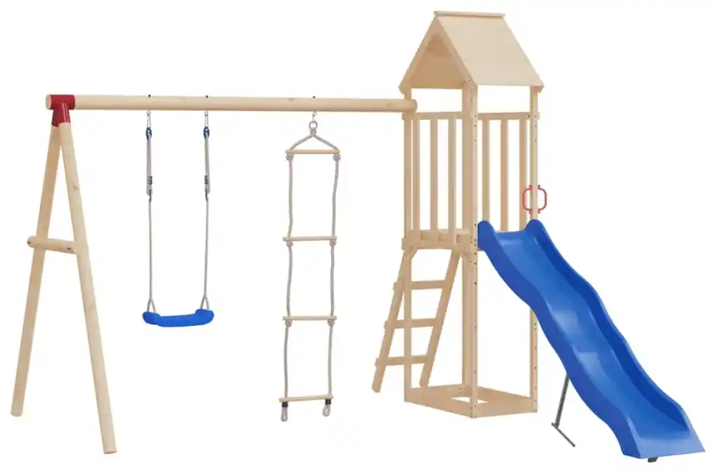 AIYAPLAY Escorrega para Crianças 18-48 Meses Escorrega Infantil com Escadas  e 145x45x63cm Azul e Cinza