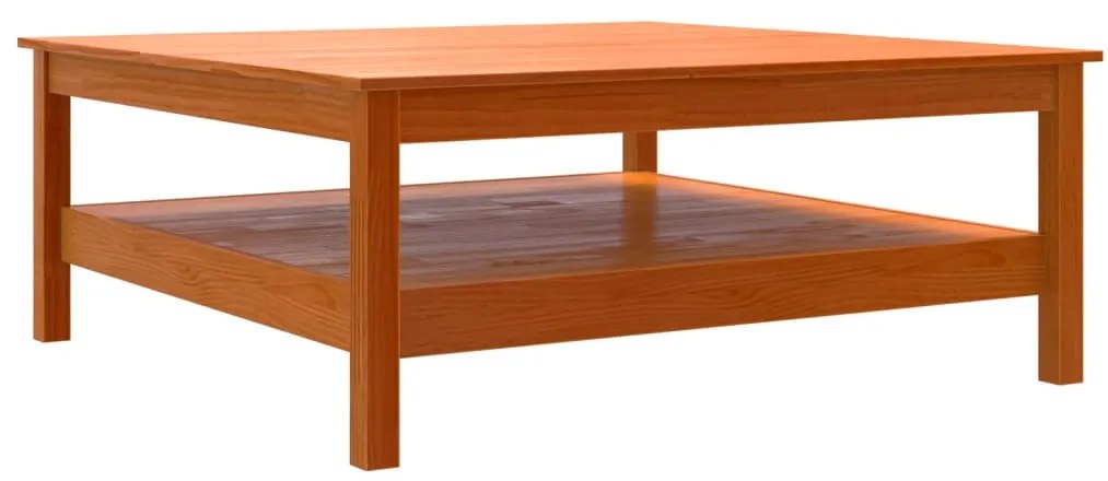 Mesa de centro 100x100x40 cm madeira pinho maciça castanho cera