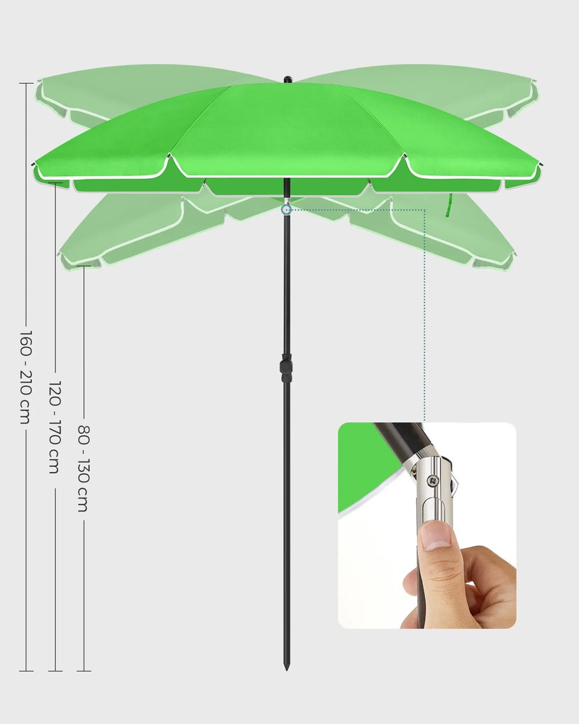 Guarda-sol jardim, praia Ø 160 cm com saco transporte Verde