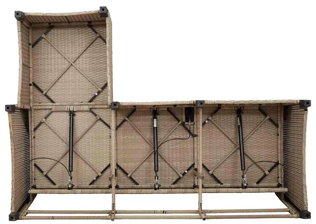 3 pcs conjunto sofás de jardim com almofadões em L vime PE bege