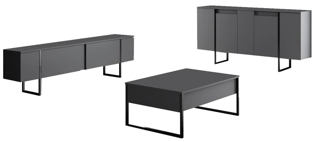 Console Luxe – Anthracite Black – 160 cm x 35 cm x 80 cm