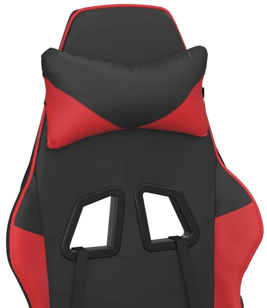 Cadeira gaming massagens couro artificial preto e vermelho