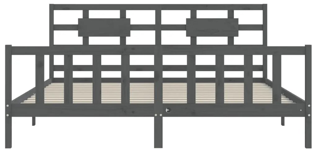 Estrutura de cama com cabeceira 200x200 cm madeira maciça cinza