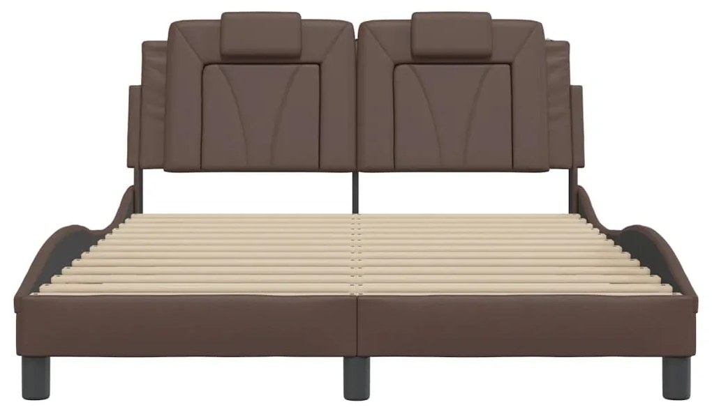 Estrutura cama c/ cabeceira 120x200cm couro artificial castanho