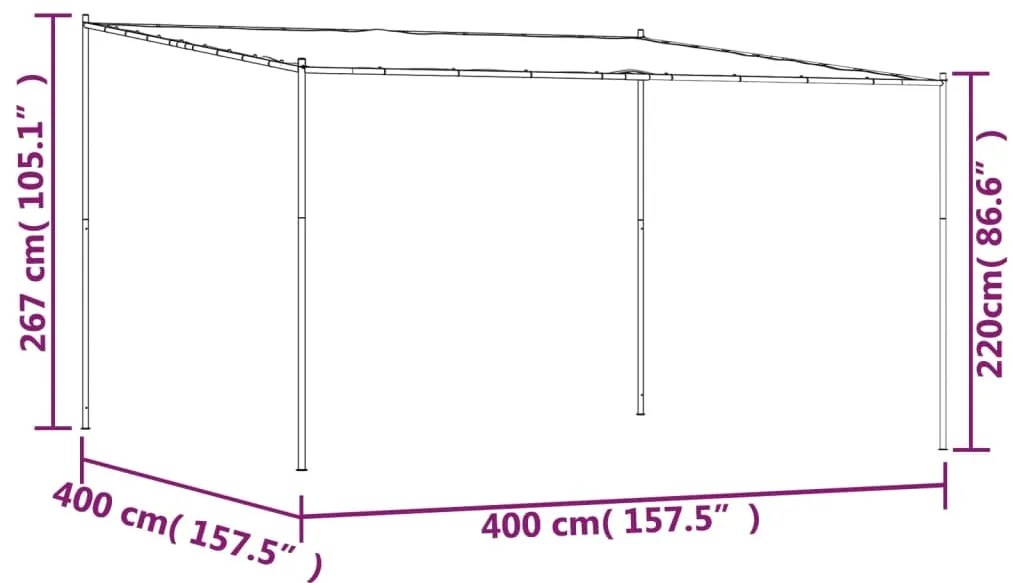 Gazebo - 4x4 m - 180 g/m² - Tecido e Aço Antracite