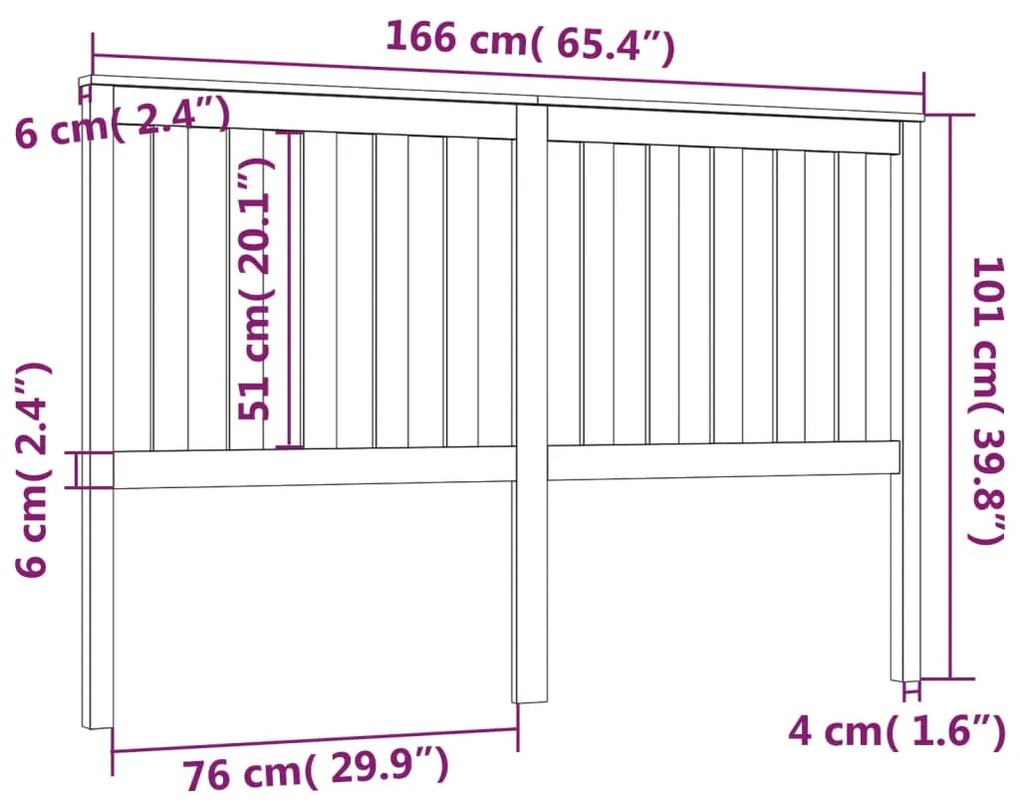 Cabeceira de cama 166x6x101 cm pinho maciço preto
