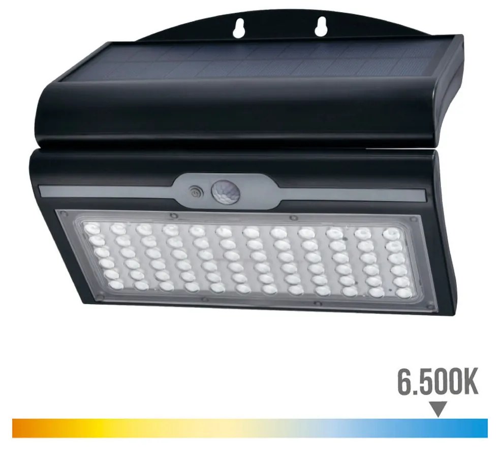 Luz de Parede EDM Sensor de Movimento Solar 6 W Preto (6500 K)