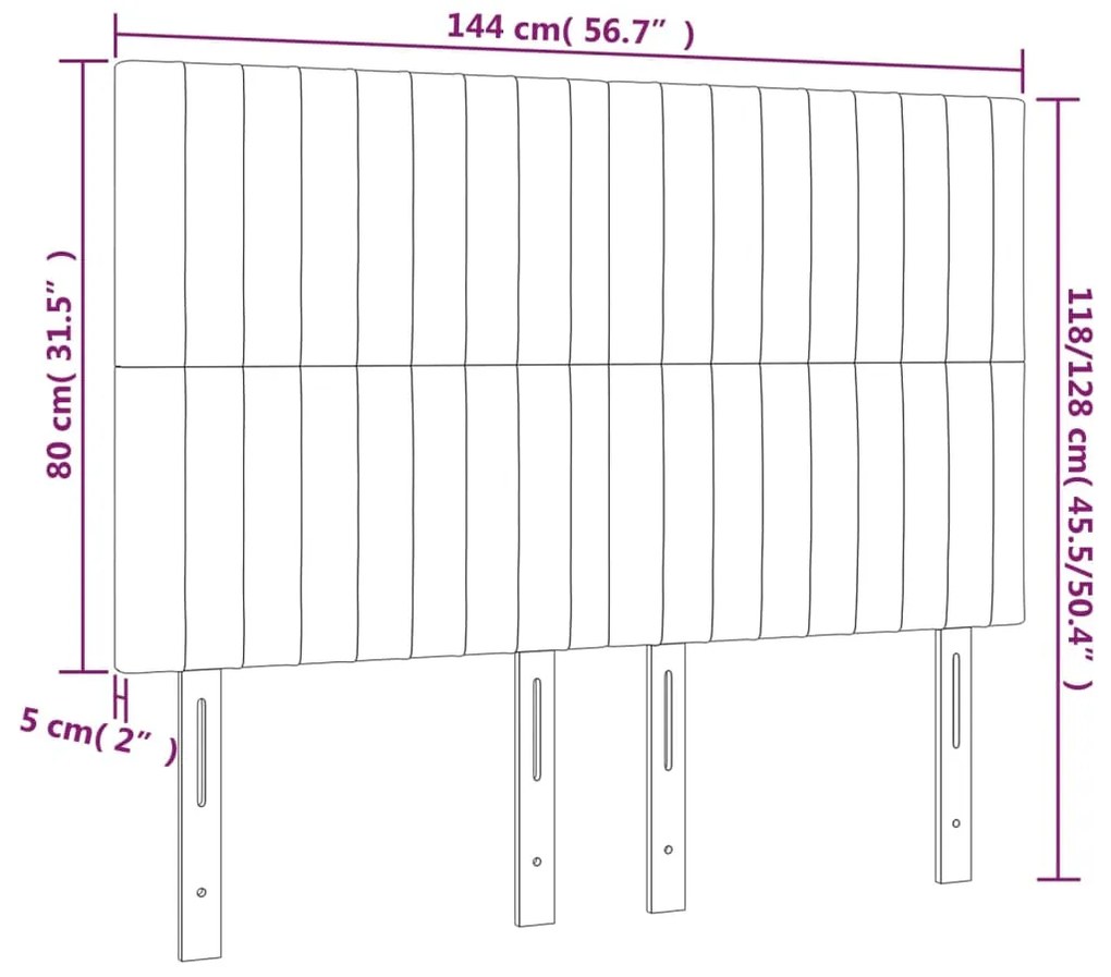 Cabeceira cama c/ luzes LED veludo 144x5x118/128cm cinza-claro