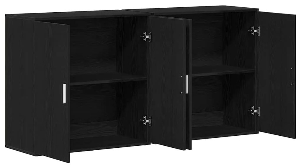 Buffets 2 pcs Carvalho Preto 79x38x80 cm Madeira de engenharia