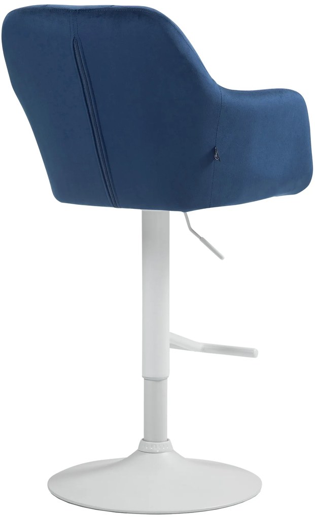 Banco de bar Natoma em veludo com estrutura branca 97-118 x 57 x 59 cm Azul