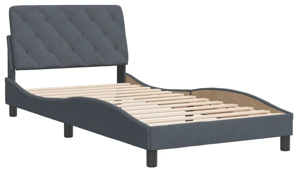 Estrutura de cama sem colchão 100x200 cm veludo cinzento-escuro