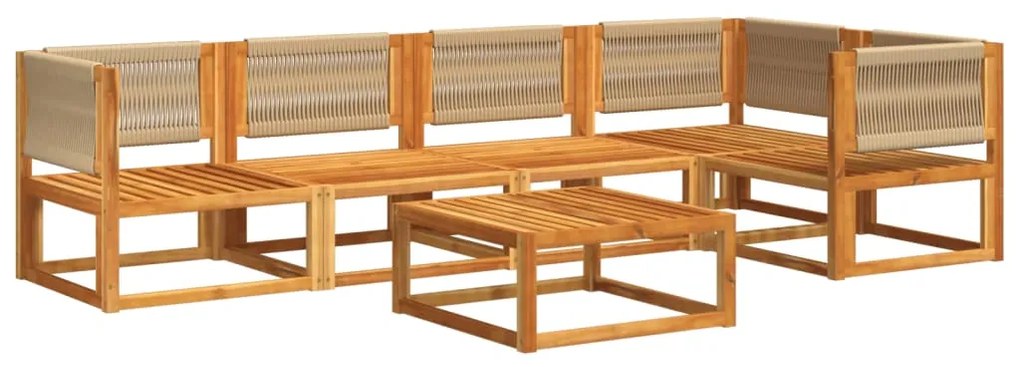 6 pcs conjunto de sofás de jardim com almofadões acácia maciça