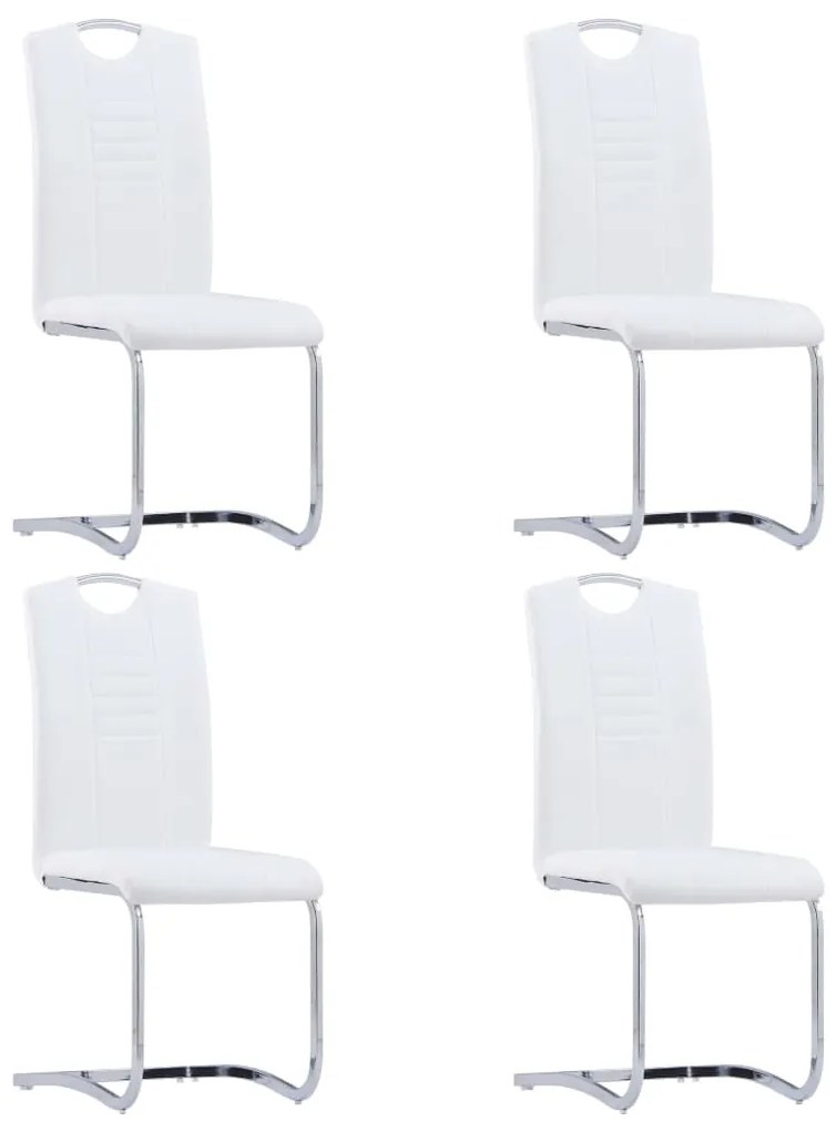 vidaXL Cadeiras de jantar cantilever 4 pcs couro artificial branco