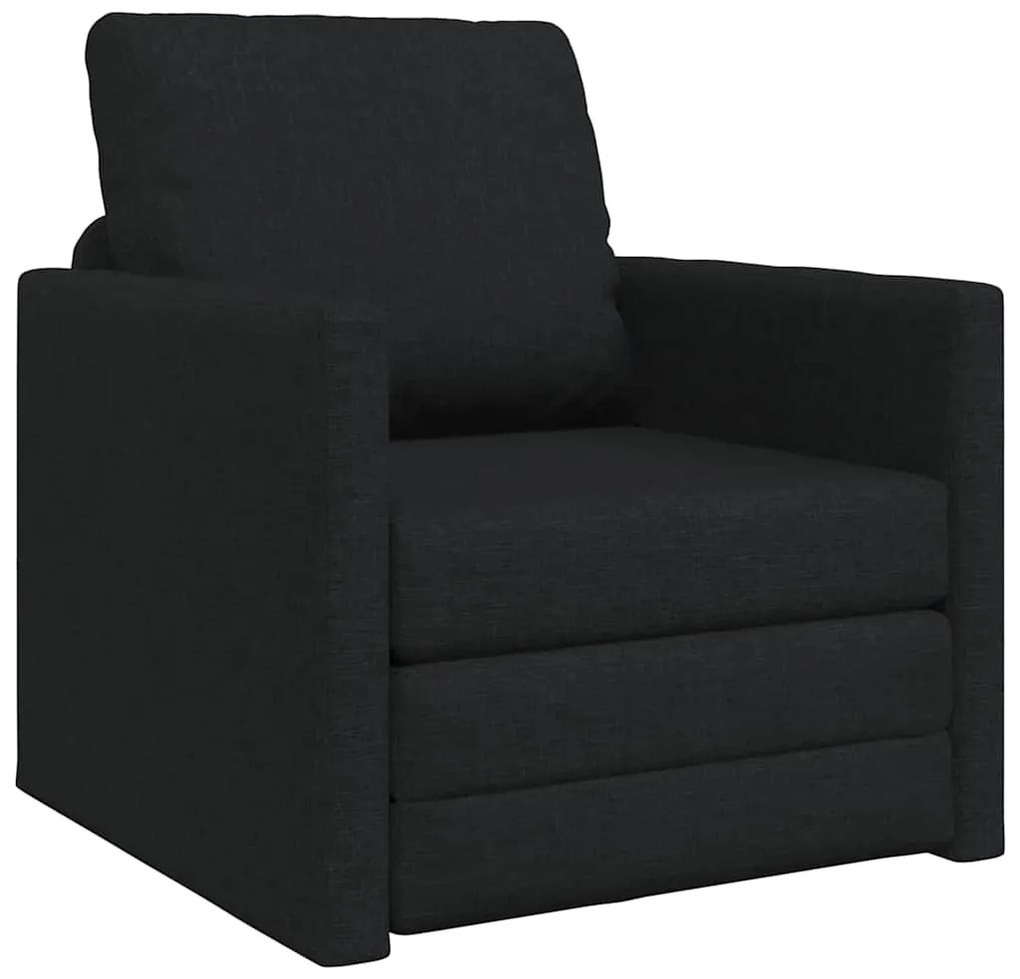 Sofá Cama 2-em-1 Preto 74x77x81 cm Tecido