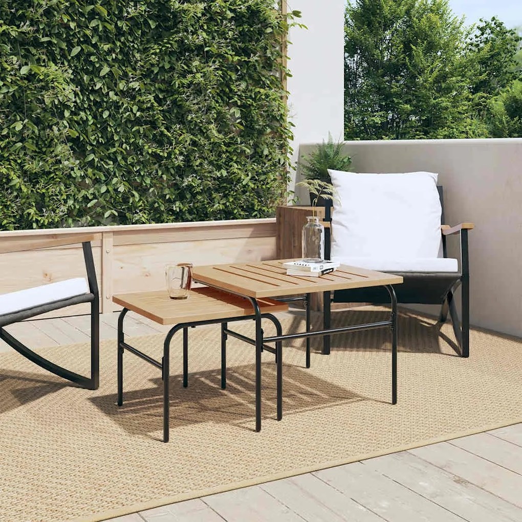 Mesas de centro de encastrar p/ jardim 2 pcs aço preto/castanho