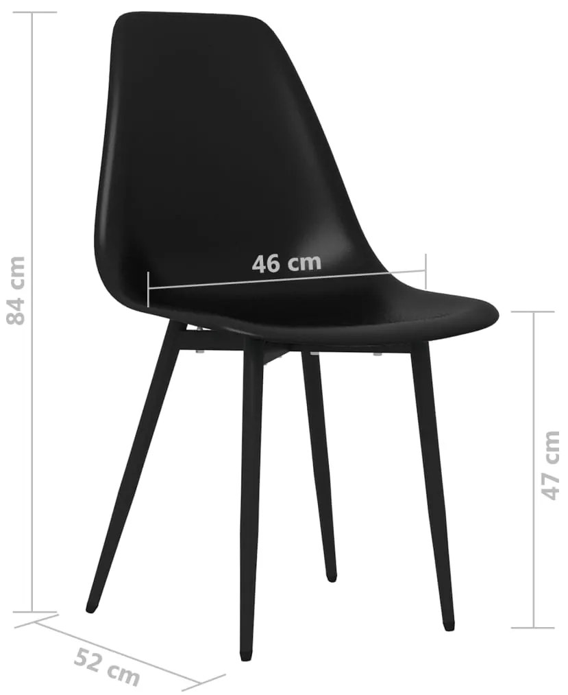 Cadeiras de jantar 6 pcs PP preto