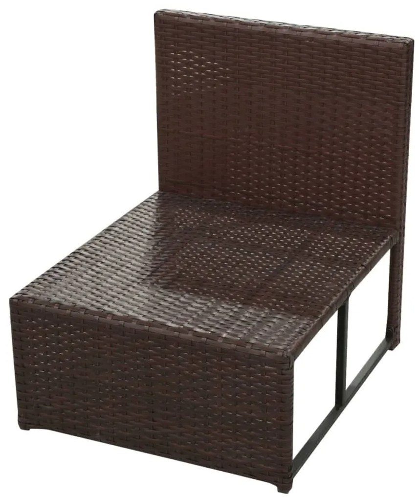 8 pcs conjunto lounge jardim c/ almofadões vime PE castanho