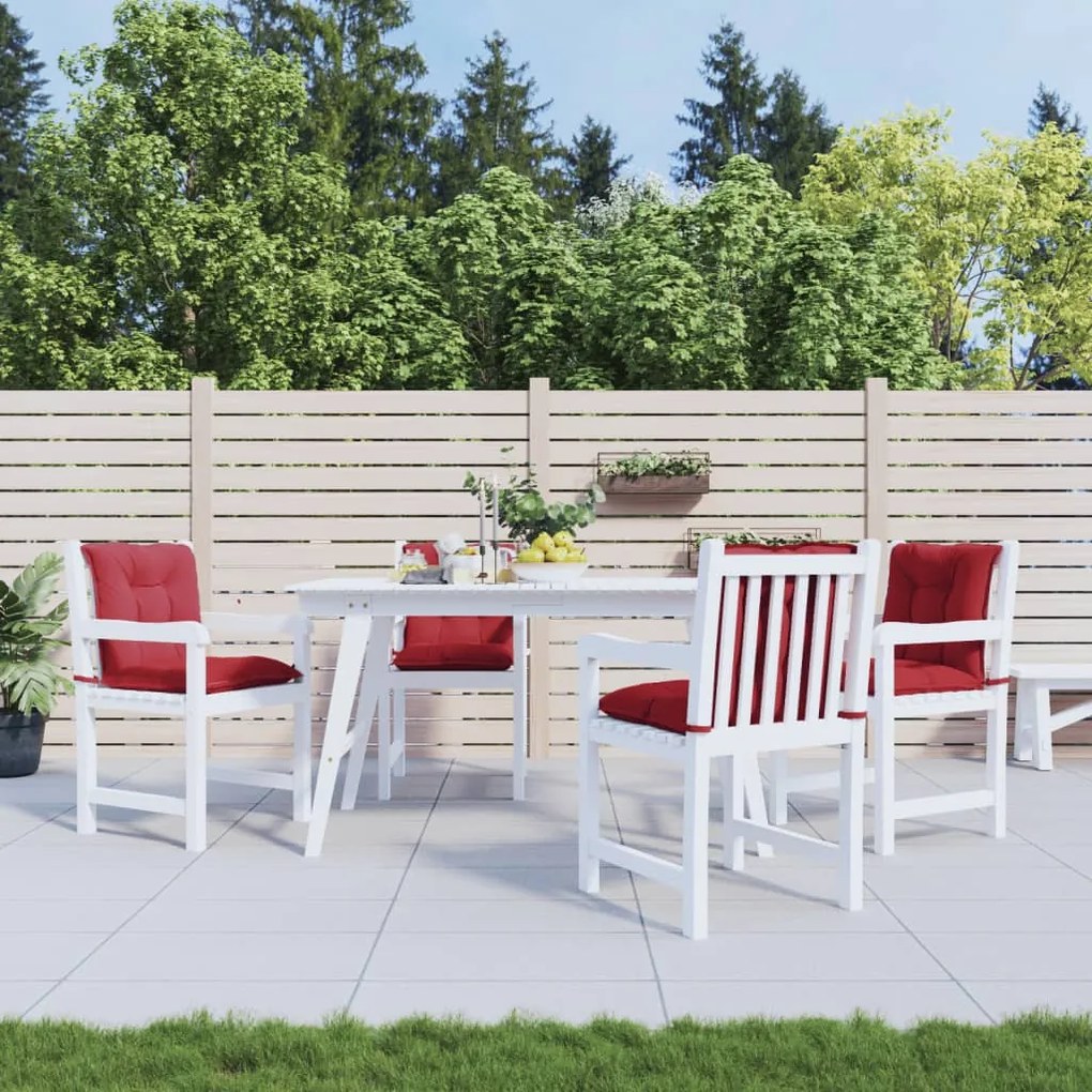 vidaXL Almofadões lombares cadeiras jardim 4pcs tecido vermelho tinto