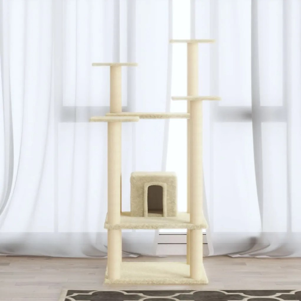 vidaXL Árvore para gatos c/ postes arranhadores sisal 110 cm cor creme
