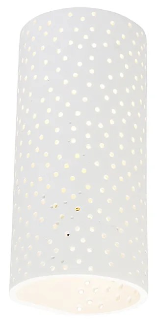 Candeeiro de parede vintage branco em gesso em forma de cilindro - Mahou Retro