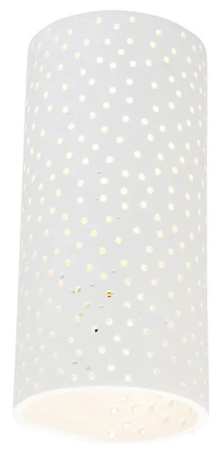 Candeeiro de parede vintage branco em gesso em forma de cilindro - Mahou