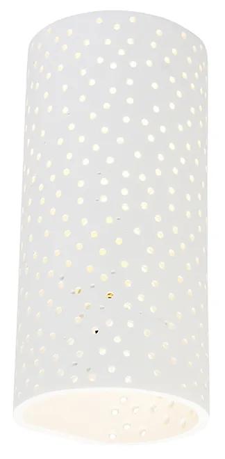 Luminária de parede vintage em gesso cilíndrico branco - Mahou Retro