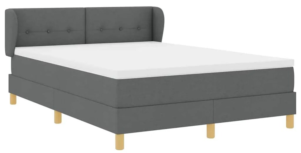 Cama Box Spring com Colchão em Cinza Escuro, 160x200 cm de Tecido