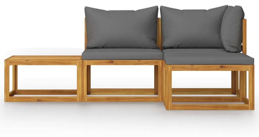 4 pcs conjunto lounge de jardim c/ almofadões acácia maciça