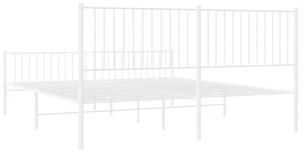 Estrutura de cama com cabeceira e pés 183x213 cm metal branco