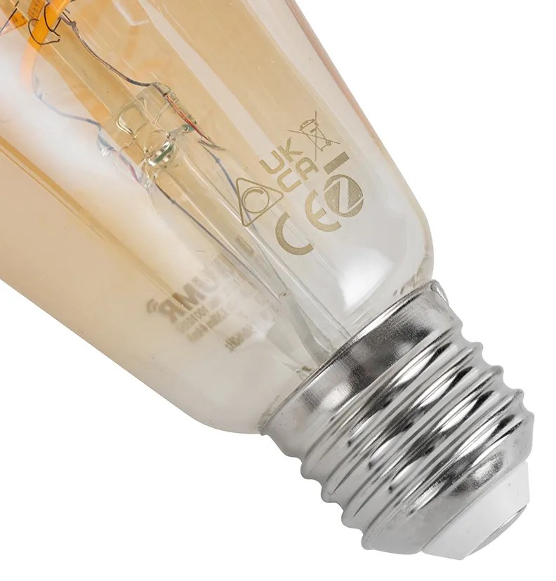 Conjunto de 3 lâmpadas LED E27 reguláveis inteligentes ST64 4,9W 320 lm 2500K Incl. Hub Inteligente Zigbee