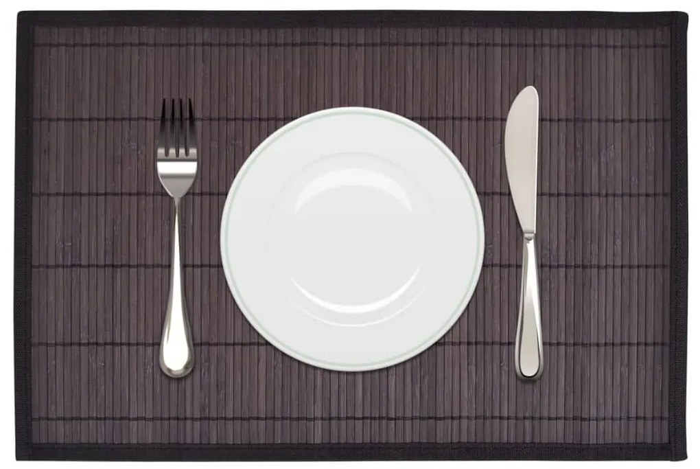 Individuais de mesa bambu 6 pcs 30x45 cm castanho-escuro