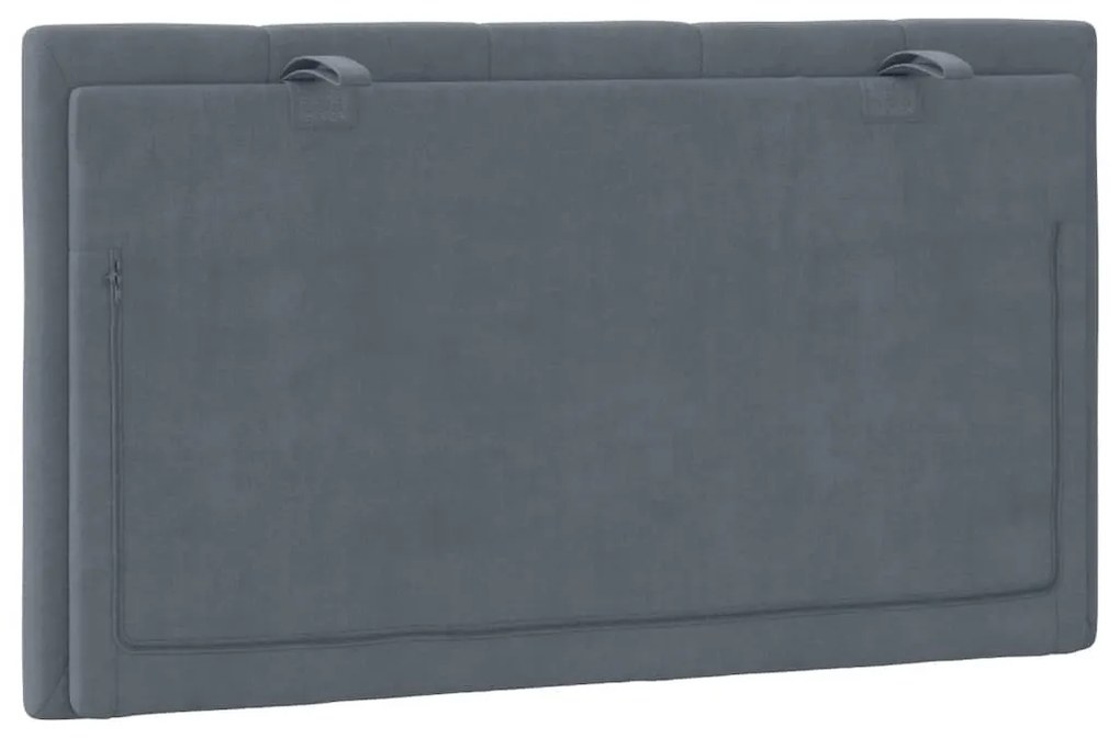 Almofadão de cabeceira 90 cm veludo cinzento-escuro