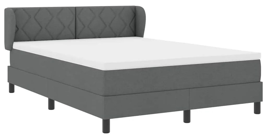 Cama Box Spring vidaXL com Colchão - Cinza Escuro, 140x190 cm, Tecido