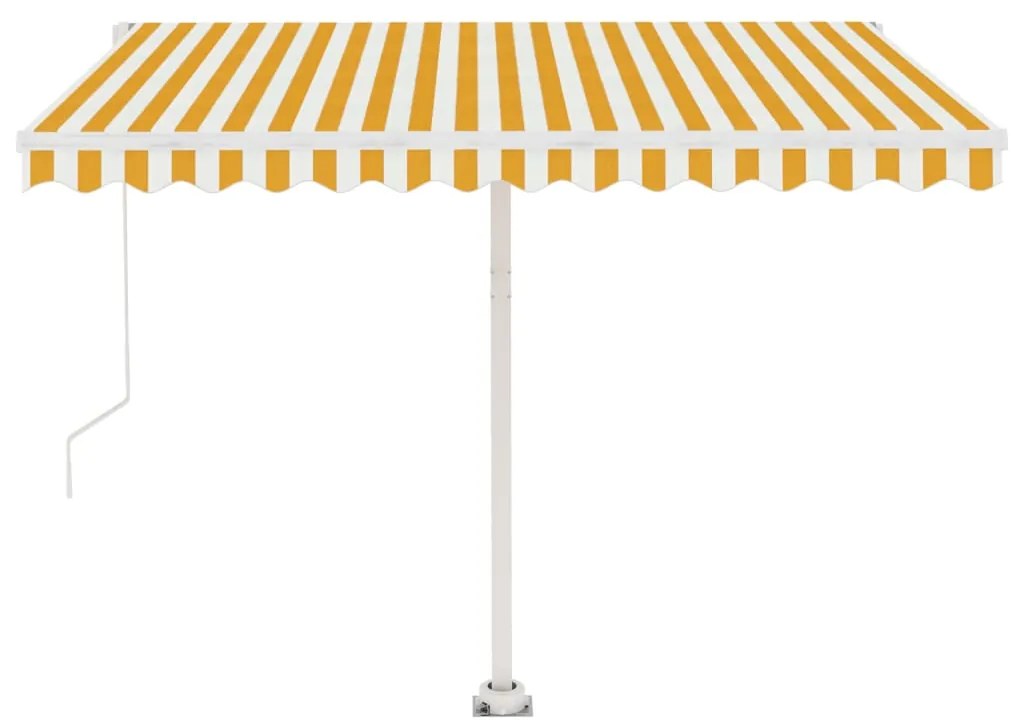 Toldo retrátil manual com LED 300x250 cm amarelo e branco
