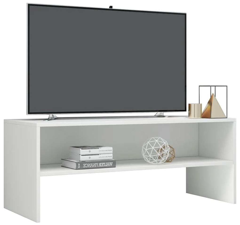 Móvel de TV 100x40x40cm derivados de madeira branco brilhante