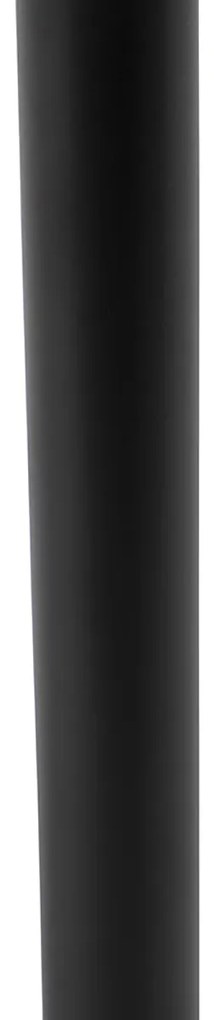 Candeeiro de Mesa Moderno Preto com Abajur de Linho Cinza Claro 35 cm - Simplo