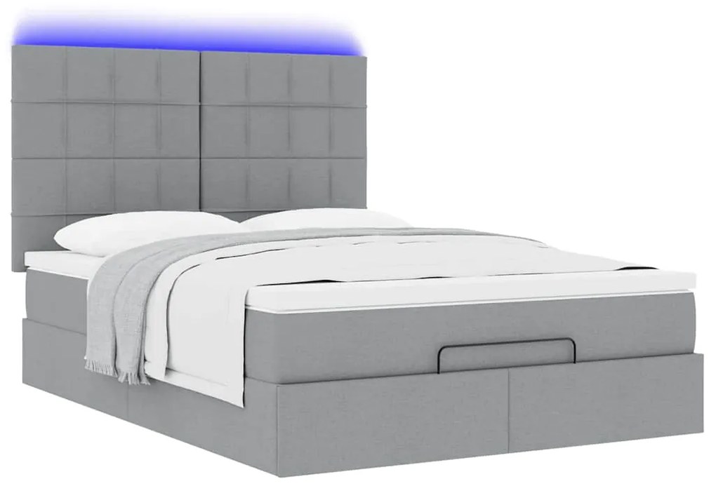 Estrutura de cama otomana com colchão 140x190 cm cinzento claro